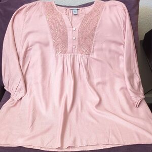 Catherines Blush Pink Top with Embroidered Detail